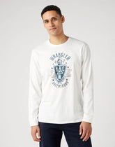 Koszulka Z Długim Rękawem Męska Wrangler Americana Tee Longsleeve Whisper White 112341143 W70Q017924